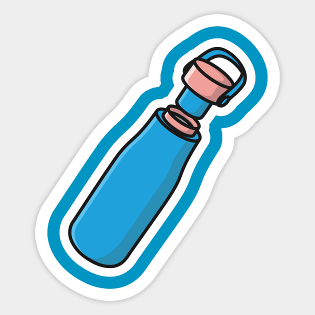 Open Water Bottle with Carry Strap Sticker vector illustration. Drink object icon concept. Sport and Gym drinking water bottle sticker vector design with shadow. Sticker by AlviStudio